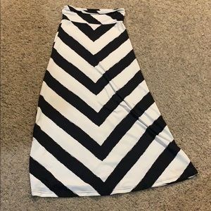Black and White Diagonal Maxi Skirt